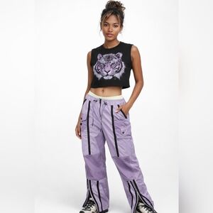 New FP Movement Free People Moonbeam Pants Summer Lilac Flare Nylon